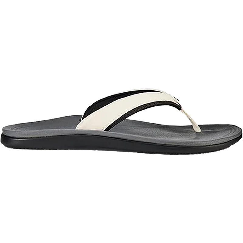 Men's leather sandals with an adjustable strapWomen's OluKai Punua White/Charcoal Synthetic