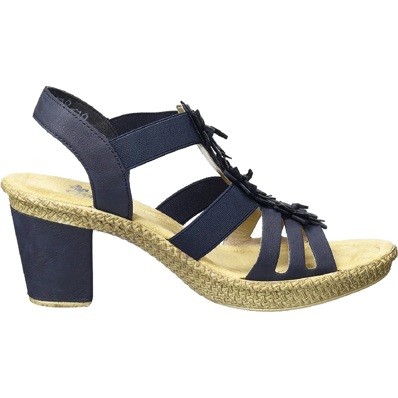 Men's sandals with a durable outer soleWomen's Rieker 66510-14 Rabea 10 Pazifik/Altsilber Synthetic