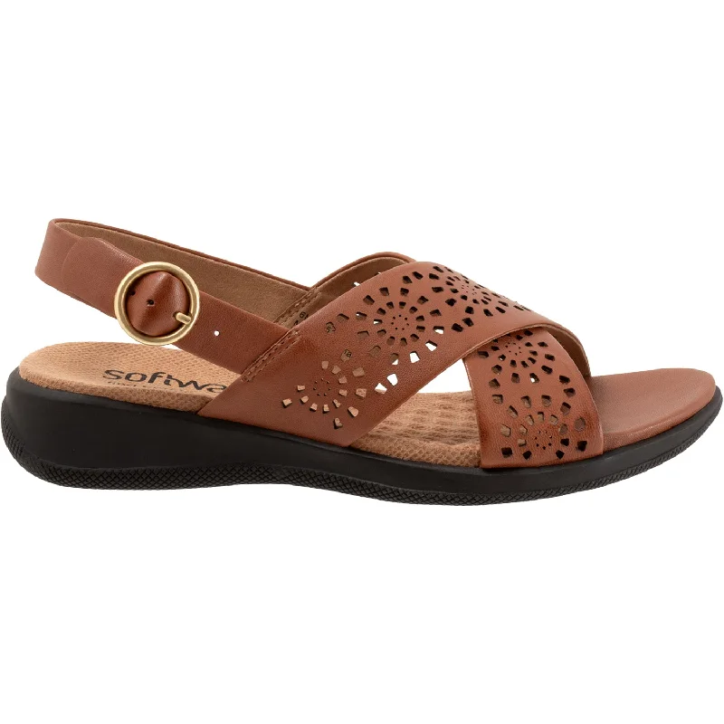 Men's sandals with a rubber sole for tractionWomen's Soft Walk Tillman Sling Perf Luggage Leather