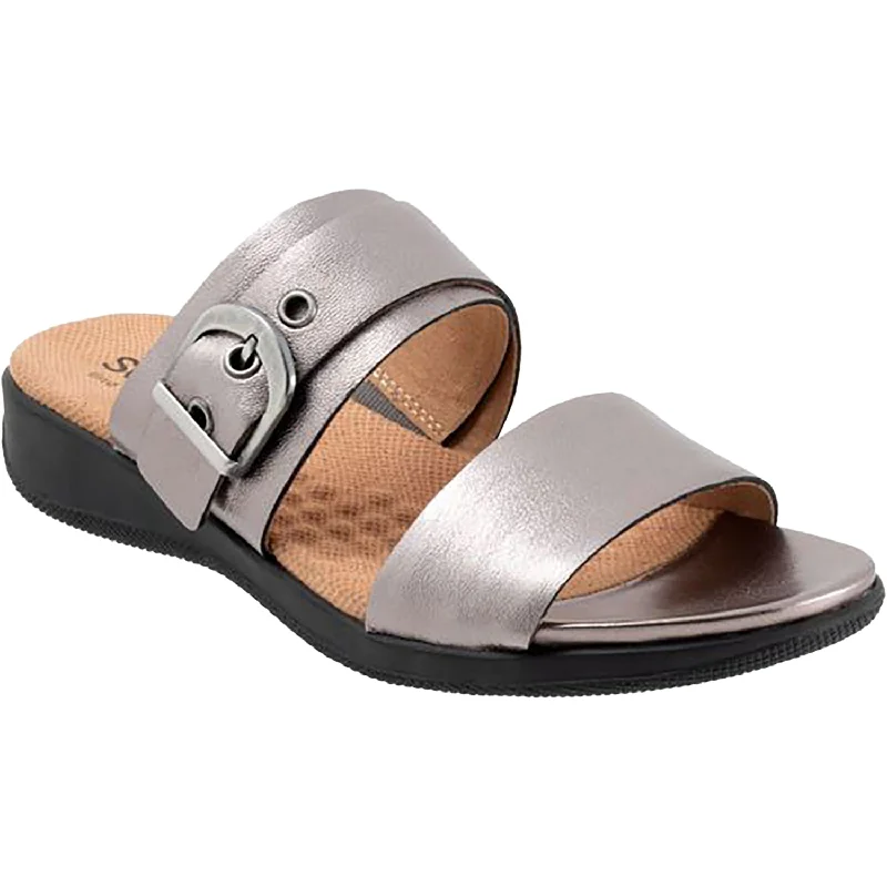 Men's leather sandals with an adjustable strapWomen's Soft Walk Toki Pewter Leather