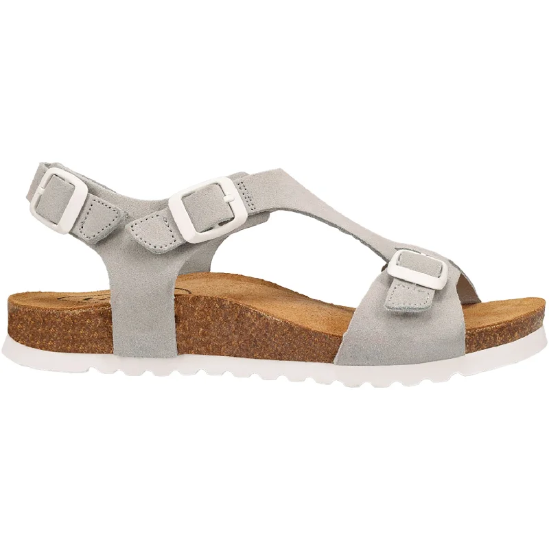 Men's sandals with a wide strap for supportWomen's Taos MVP Light Grey/White Buckle Suede