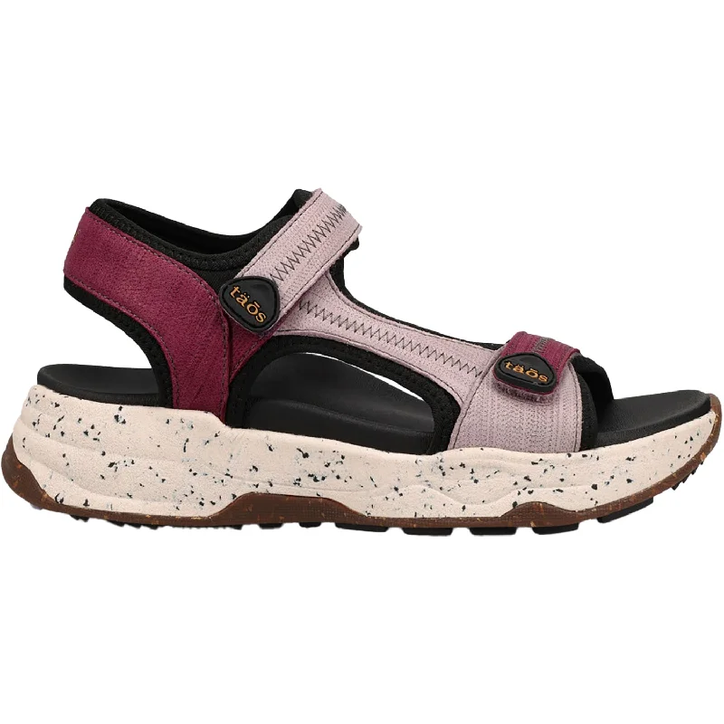 Men's leather sandals with an adjustable strapWomen's Taos Super Slide Plum Embossed Leather/Nylon