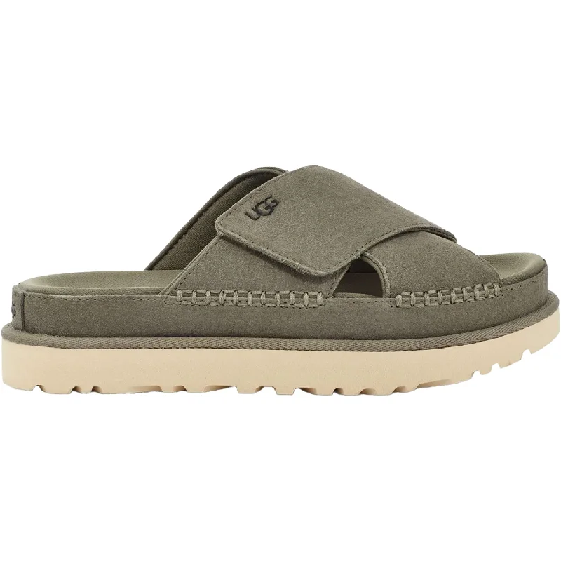 Men's sandals with a flexible sole for easy movementWomen's UGG Goldenstar Cross Slide Moss Green Suede
