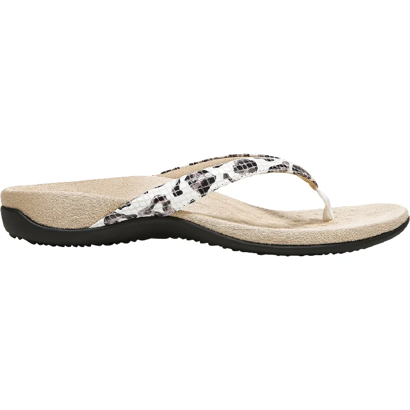 Men's sandals with a perforated leather upper for ventilationWomen's Vionic Dillon White Leopard Leather