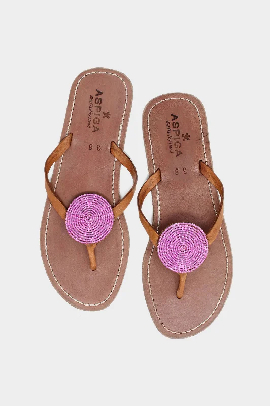 Men's sandals with a rubber sole for tractionDisc Leather Sandals | Pink