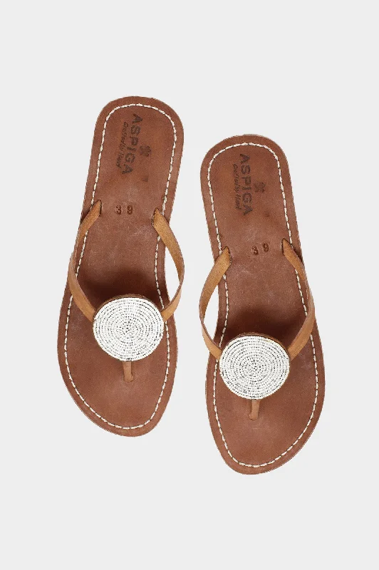 Waterproof men's sandals for water activitiesDisc Leather Sandals | White