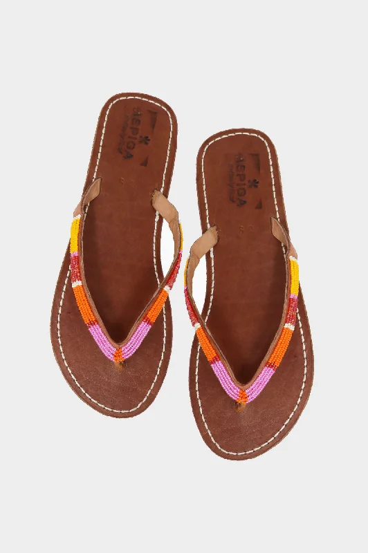 Men's sandals with a decorative buckle or charmNaisha Soft Padded Sole Leather Sandals | Pink/Orange Men's sandals with a decorative buckle or charmNaisha Soft Padded Sole Leather Sandals | Pink/Orange
