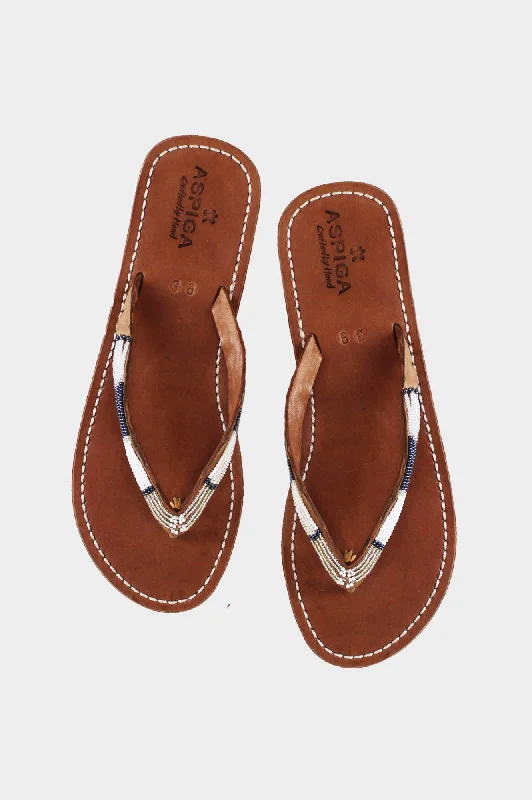 Men's sandals with a shock - absorbing insoleNaisha Soft Padded Sole Leather Sandals | White/Silver