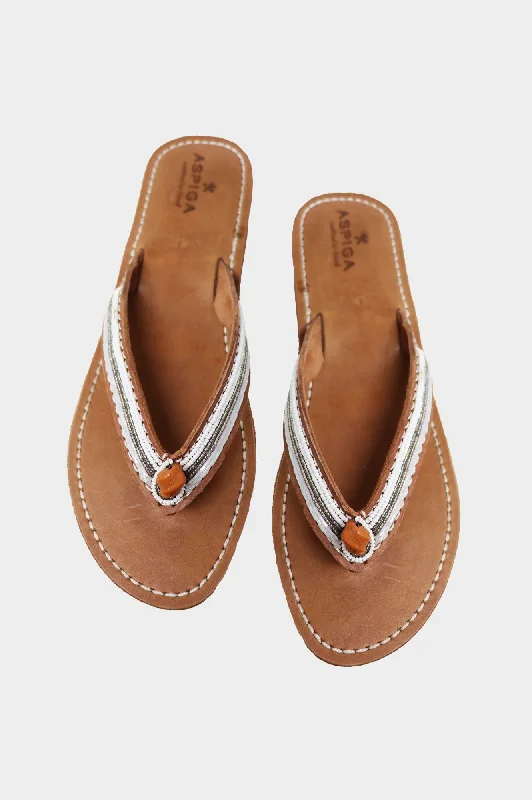 Men's sandals with a rubber sole for tractionTanzi Soft Padded Sole Leather Sandals | White