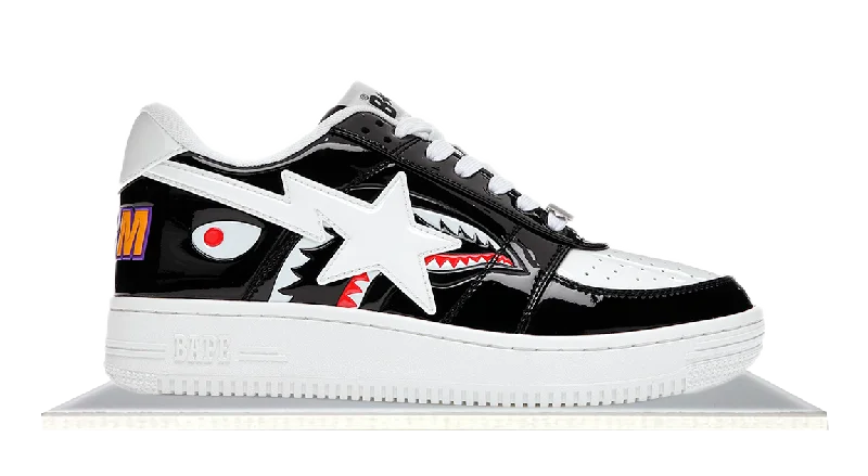 Men's casual sneakers with a woven upper for a unique textureBape Sta Shark White Black Men's casual sneakers with a woven upper for a unique textureBape Sta Shark White Black