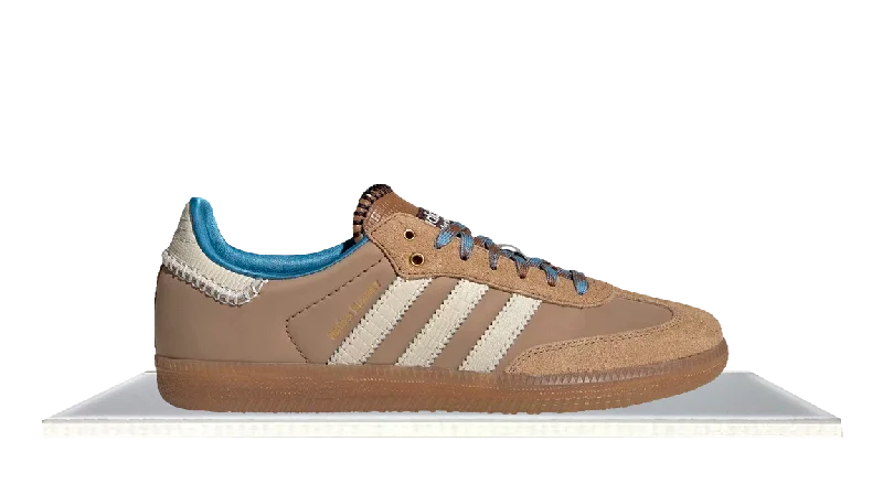 Men's casual leather sneakers with a distressed finishAdidas Samba Nylon Wales Bonner Desert White Men's casual leather sneakers with a distressed finishAdidas Samba Nylon Wales Bonner Desert White