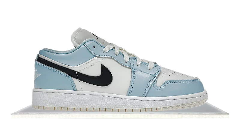 Men's high - top leather sneakers with a zip - up sideAir Jordan 1 Low Ice Blue Black Men's high - top leather sneakers with a zip - up sideAir Jordan 1 Low Ice Blue Black