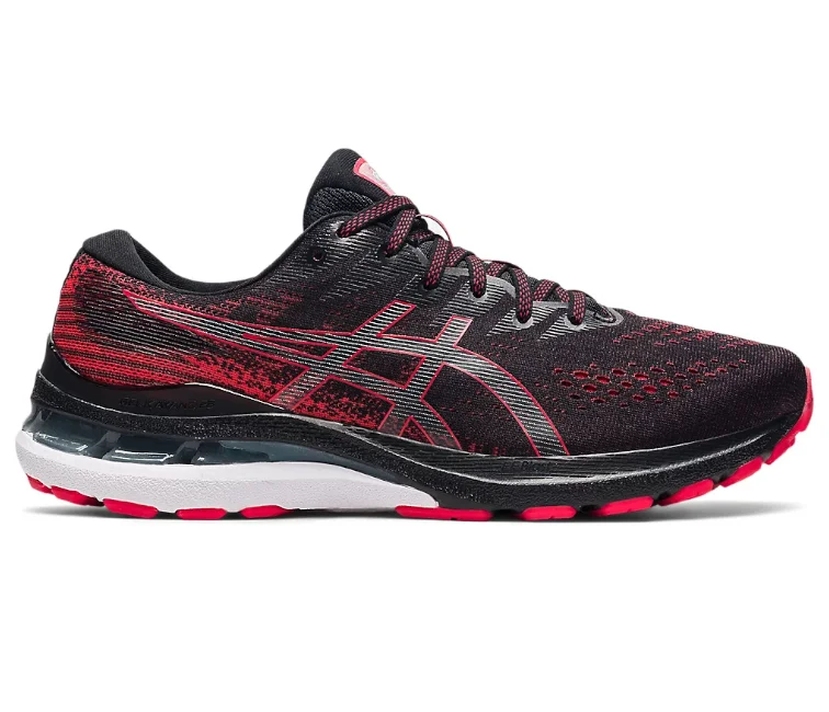 Men's soccer - inspired sneakers with a studded soleMen's Asics Gel Kayano 28 (Black/Electric Red)