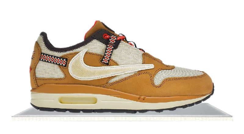 Men's camo - print sneakers for an edgy styleAir Max 1 x Travis Scott 'Wheat Lemon Drop' Men's camo - print sneakers for an edgy styleAir Max 1 x Travis Scott 'Wheat Lemon Drop'