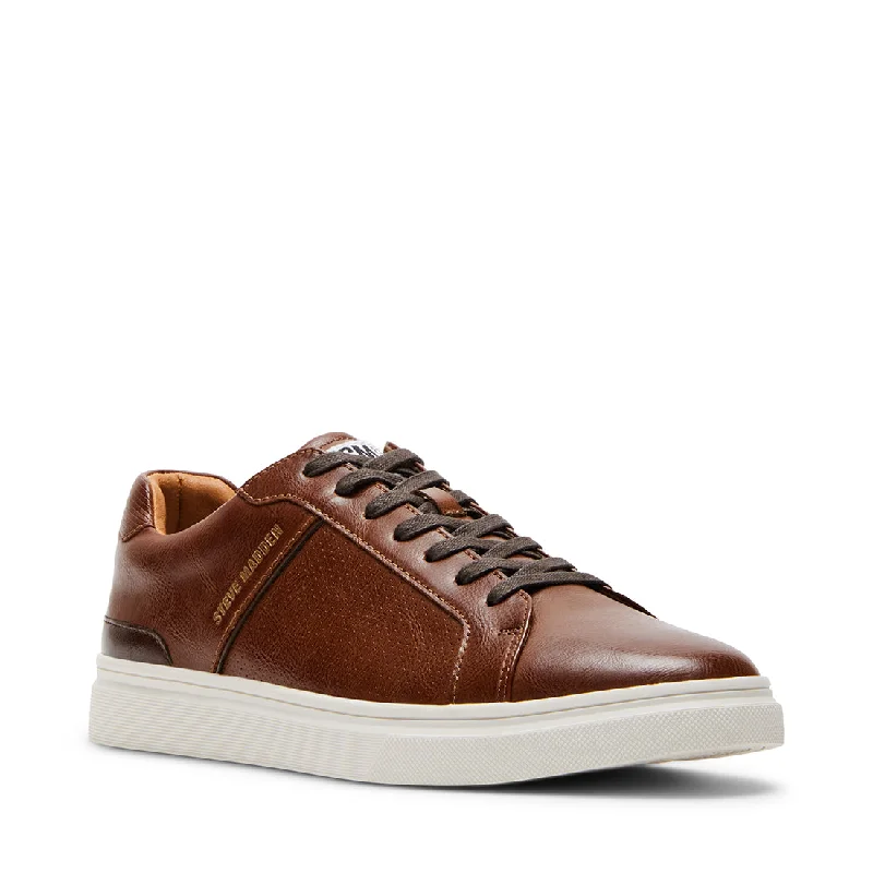 Men's high - top leather sneakers with a zip - up sideSLADE-N COGNAC