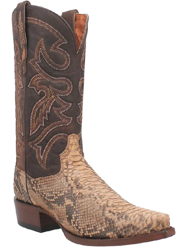 Men's genuine leather cowboy boots with a pointed toeDan Post DP3058 Mens STURGIS Python Western Boot Sand Men's genuine leather cowboy boots with a pointed toeDan Post DP3058 Mens STURGIS Python Western Boot Sand