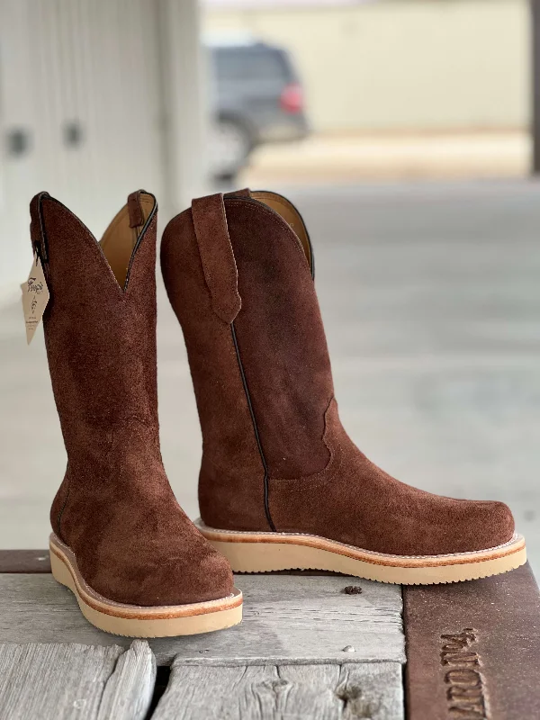 Men's cowboy boots with a rubber sole for tractionFenoglio Boot Co. | Chocolate Fuji Roughout Work Boot Men's cowboy boots with a rubber sole for tractionFenoglio Boot Co. | Chocolate Fuji Roughout Work Boot