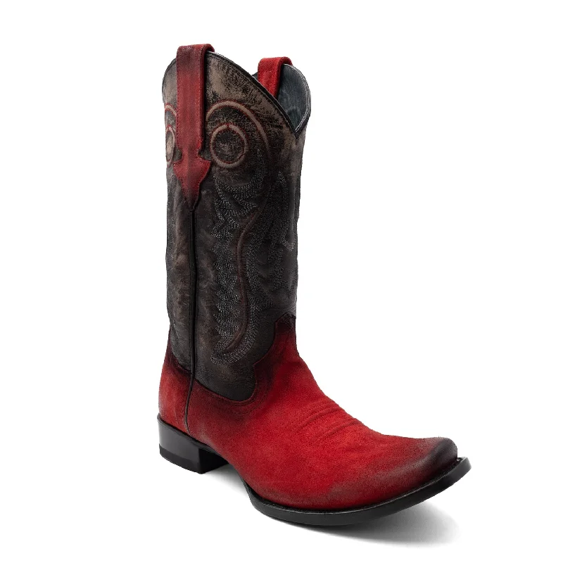 Men's cowboy boots with a concho belt detailFerrini Mens Roughrider D-Toe Red Leather Cowboy Boots Men's cowboy boots with a concho belt detailFerrini Mens Roughrider D-Toe Red Leather Cowboy Boots