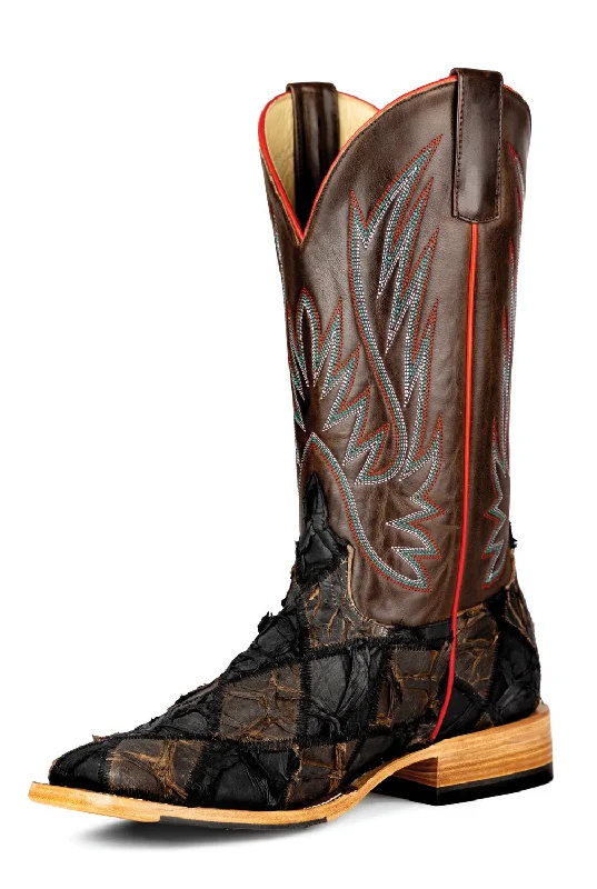 Men's cowboy boots with a tooled leather designHorse Power Mens Patchwork Bass Black/Chocolate Pirarucu Cowboy Boots Men's cowboy boots with a tooled leather designHorse Power Mens Patchwork Bass Black/Chocolate Pirarucu Cowboy Boots