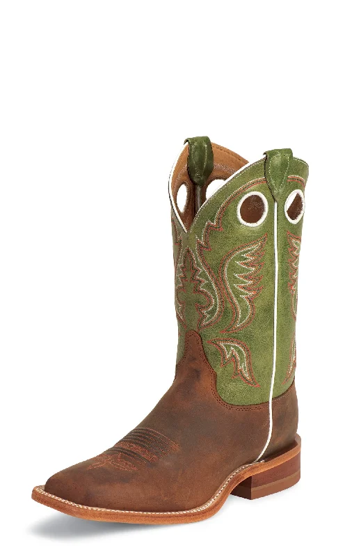 Men's cowboy boots with a pull - on strapJustin Mens Green Ponteggio Leather Western Boots Bent Rail Men's cowboy boots with a pull - on strapJustin Mens Green Ponteggio Leather Western Boots Bent Rail