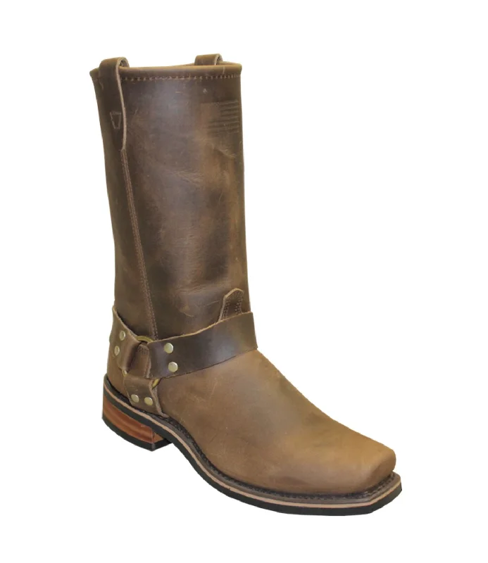Men's cowboy boots with a leather sole for a classic lookSage Mens 12in Harness Snoot Toe Brown Cowhide Cowboy Boots Men's cowboy boots with a leather sole for a classic lookSage Mens 12in Harness Snoot Toe Brown Cowhide Cowboy Boots