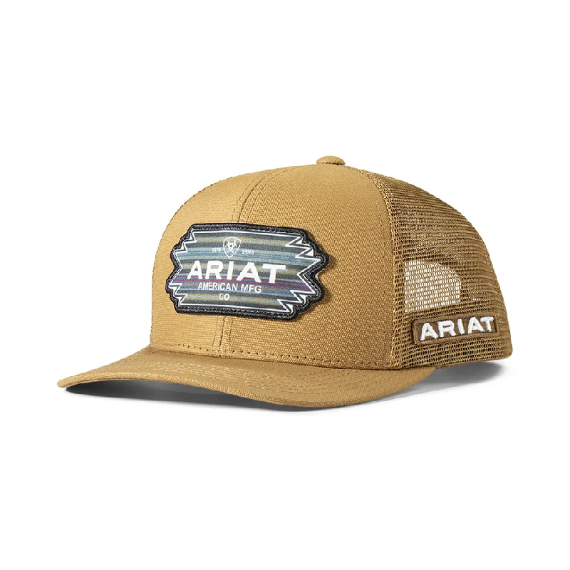 Men's western boots with a traditional western boot silhouette and a polished shineAriat Tan Southwest Patch Cap Men's western boots with a traditional western boot silhouette and a polished shineAriat Tan Southwest Patch Cap