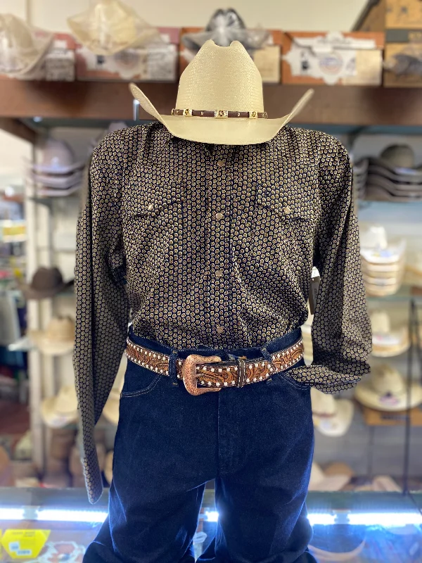 Men's western boots in a rich brown or black leatherBlack and Gold Acorn Pattern Pearl Snap Western Shirt Men's western boots in a rich brown or black leatherBlack and Gold Acorn Pattern Pearl Snap Western Shirt