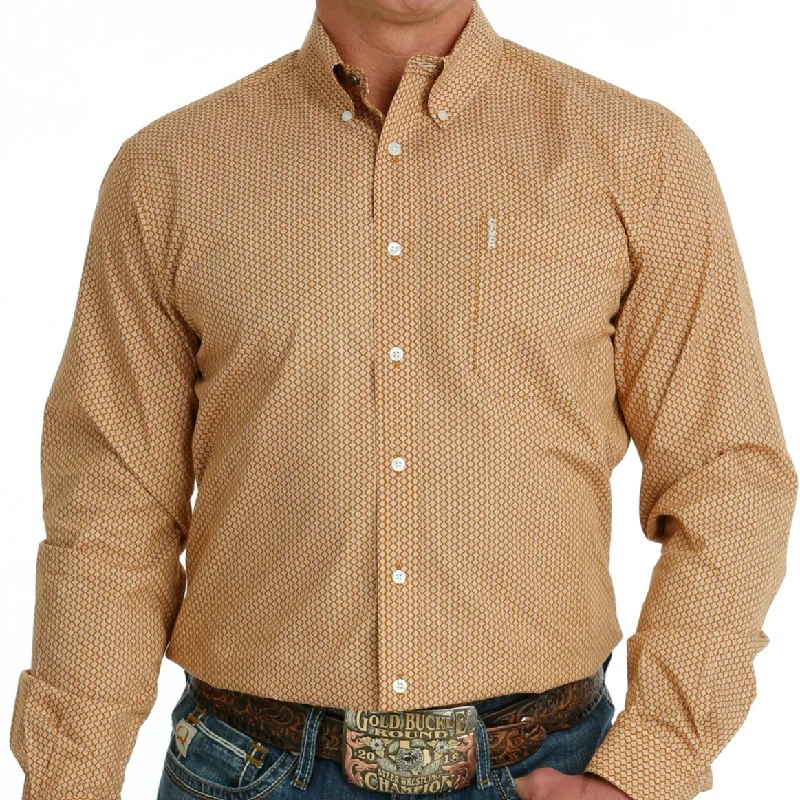 Men's western boots with a leather lining and a padded insoleCinch Men's L/S Modern Fit Brown Vertical Geometric Western Button Down Shirt