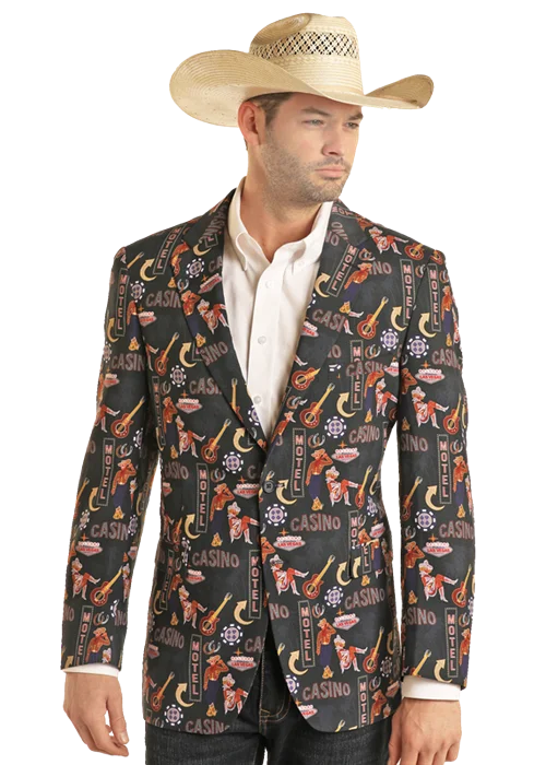 Men's western boots with a concho - studded strap and a pointed toeRock & Roll Men's "Vegas" Blazer Men's western boots with a concho - studded strap and a pointed toeRock & Roll Men's "Vegas" Blazer