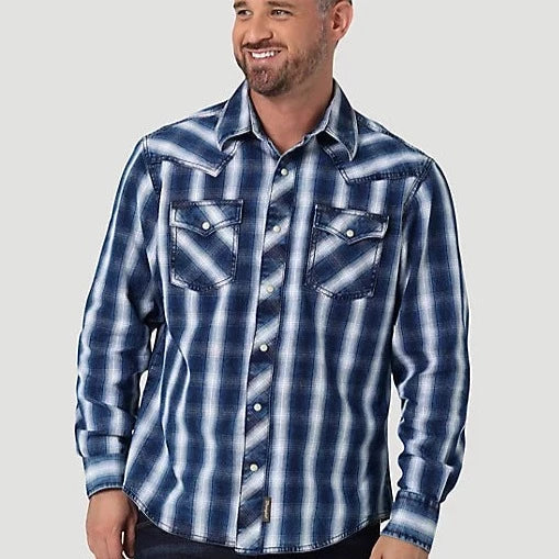 Alligator - embossed men's western boots for a bold statementWrangler Retro Men's Premium Long Sleeve Western Snap Plaid Shirt- Indigo Alligator - embossed men's western boots for a bold statementWrangler Retro Men's Premium Long Sleeve Western Snap Plaid Shirt- Indigo