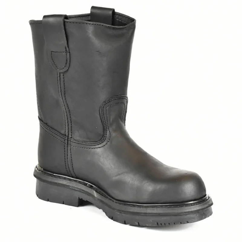 Alligator - embossed men's western boots for a bold statementBlack Leather Steel Toe Pull-On Work Boots -El General Wellington Boots GROA13 710-1 Alligator - embossed men's western boots for a bold statementBlack Leather Steel Toe Pull-On Work Boots -El General Wellington Boots GROA13 710-1