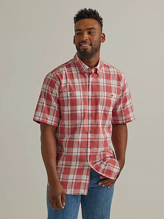 Men's western boots with a leather - wrapped heel and a smooth finishWrangler Men's Rugged Wear Plaid Short Sleeve Button Down Shirt- Cedar Red Men's western boots with a leather - wrapped heel and a smooth finishWrangler Men's Rugged Wear Plaid Short Sleeve Button Down Shirt- Cedar Red