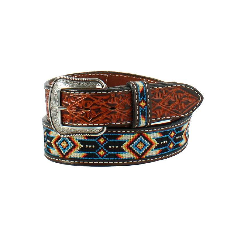 Men's western boots with a silver - toned hardware and accents3D Aztec Embroidered Men's Belt