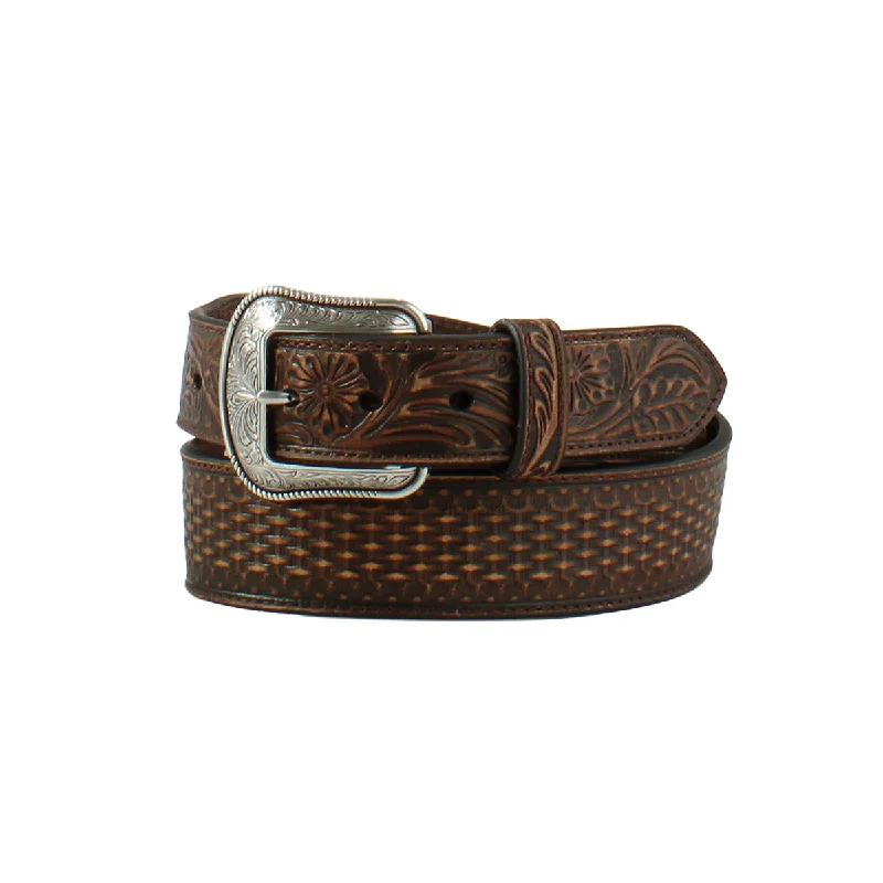 Men's western boots with a leather sole and a heel guard3D Western Floral Stamped Belt Men's western boots with a leather sole and a heel guard3D Western Floral Stamped Belt