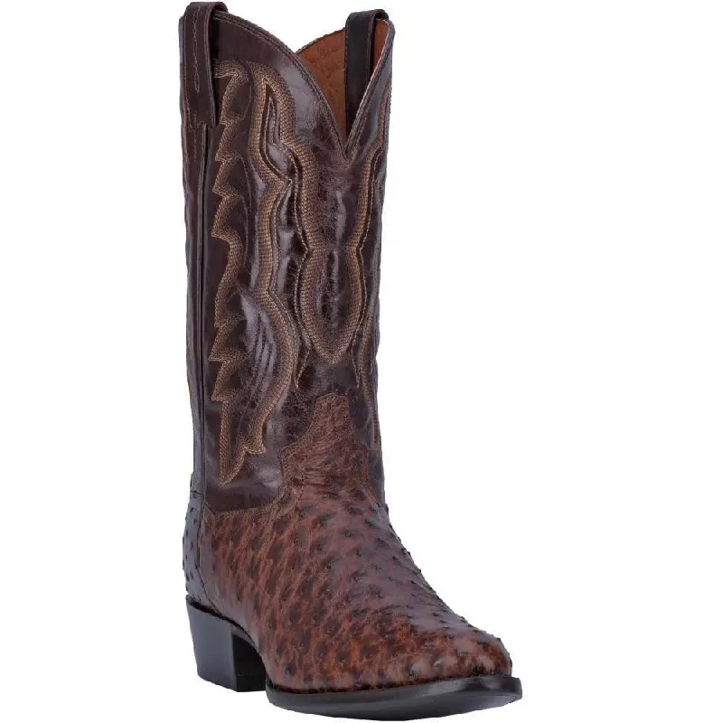 Men's western boots with a leather sole and a heel guardDan Post Brass Pershing Full Quill Ostrich Boot DP3016 Men's western boots with a leather sole and a heel guardDan Post Brass Pershing Full Quill Ostrich Boot DP3016