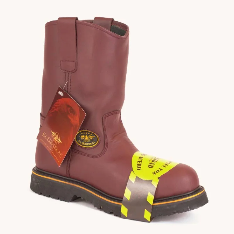 Men's western boots with a suede shaft and a leather soleSteel Toe Pull-On Work Boots -El General Wellington Boots 113 Men's western boots with a suede shaft and a leather soleSteel Toe Pull-On Work Boots -El General Wellington Boots 113