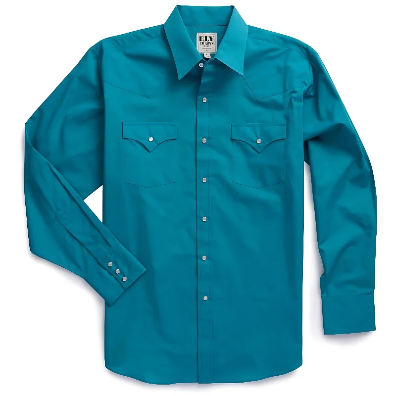 Men's western boots with a leather - wrapped heel and a smooth finishEly & Walker Men's Western Teal Long Sleeve Pearl Snap Shirt Men's western boots with a leather - wrapped heel and a smooth finishEly & Walker Men's Western Teal Long Sleeve Pearl Snap Shirt