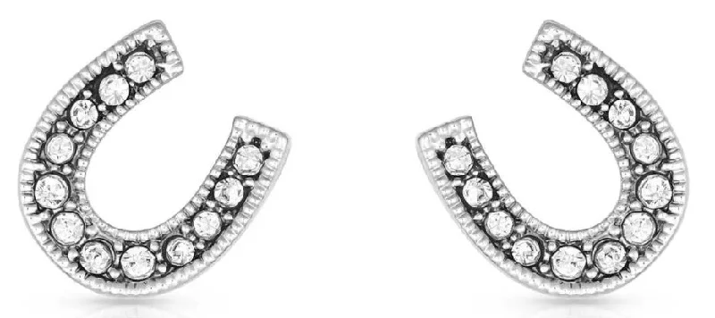 Men's western boots with a decorative inlay on the toe and heelMontana SilversmithsCrystal Clear Stuck on Luck Post Earrings Men's western boots with a decorative inlay on the toe and heelMontana SilversmithsCrystal Clear Stuck on Luck Post Earrings
