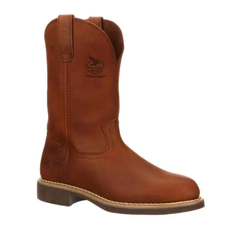 Men's western boots with a rubber sole for traction on various surfacesGeorgia Mens Carbo-Tec Farm and Ranch Pull-On Boots G5814 Men's western boots with a rubber sole for traction on various surfacesGeorgia Mens Carbo-Tec Farm and Ranch Pull-On Boots G5814