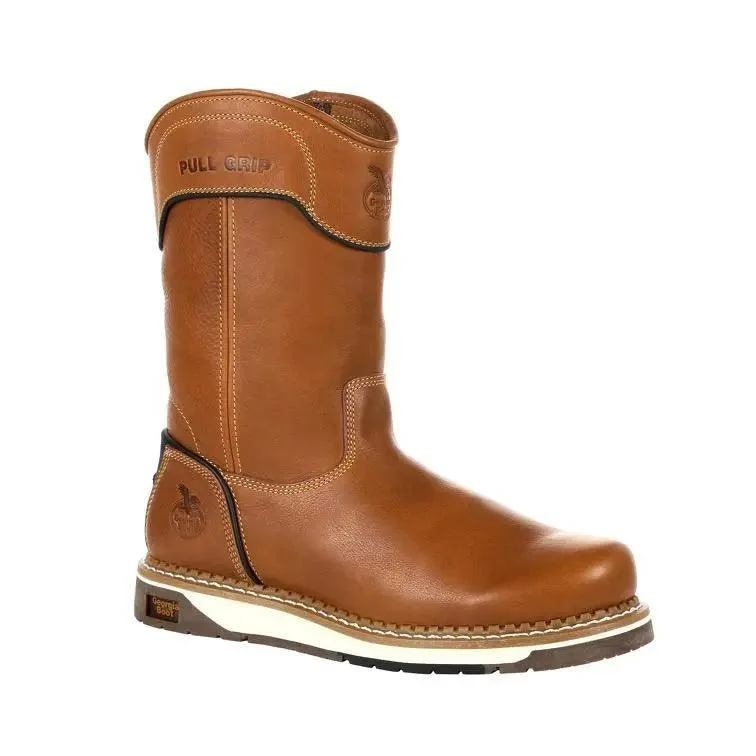 Men's western boots with a leather - wrapped heel and a smooth finishGeorgia Boot Men’s Amp LT Wedge Pull-On Work Boot GB00349 Men's western boots with a leather - wrapped heel and a smooth finishGeorgia Boot Men’s Amp LT Wedge Pull-On Work Boot GB00349