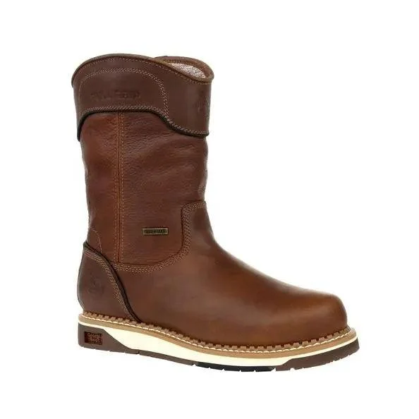 Men's western boots with a rubber sole for traction on various surfacesGeorgia Boot Men’s AMP LT Wedge Waterproof Pull-On Work Boot GB00369 Men's western boots with a rubber sole for traction on various surfacesGeorgia Boot Men’s AMP LT Wedge Waterproof Pull-On Work Boot GB00369