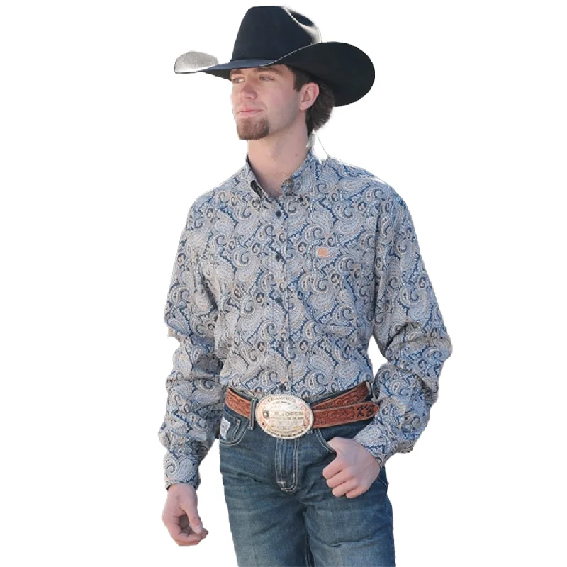 Men's western boots with a scalloped edge and a pull - on strapCinch Men's Paisley Long Sleeve Button Down Men's western boots with a scalloped edge and a pull - on strapCinch Men's Paisley Long Sleeve Button Down