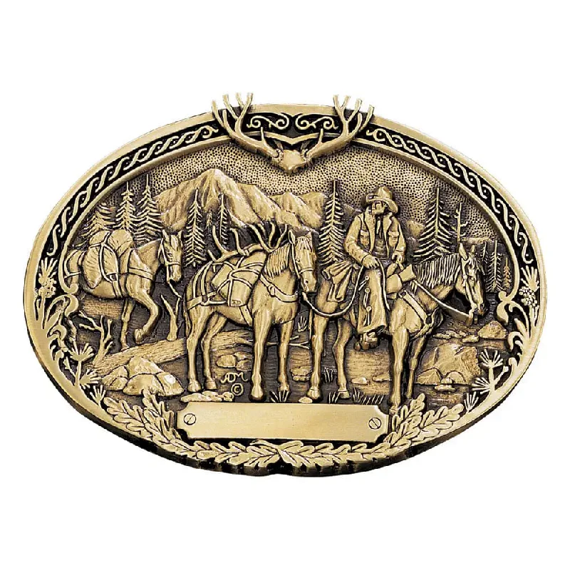 Men's western boots with a distressed leather finish for a rugged lookMontana Silversmiths Pack Horses and Rider Brass Heritage Attitude Buckle Men's western boots with a distressed leather finish for a rugged lookMontana Silversmiths Pack Horses and Rider Brass Heritage Attitude Buckle