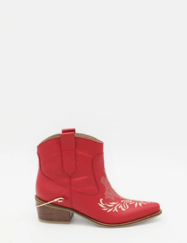 Men's western boots with a distressed leather finish for a rugged lookJoy western cowboy booties in red leather women's shoes Men's western boots with a distressed leather finish for a rugged lookJoy western cowboy booties in red leather women's shoes