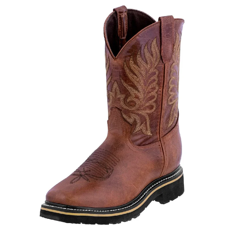 Men's cowboy boots with a silver - toned buckleMens 750 Cognac Leather Work Boots Slip Resistant Soft Toe Men's cowboy boots with a silver - toned buckleMens 750 Cognac Leather Work Boots Slip Resistant Soft Toe