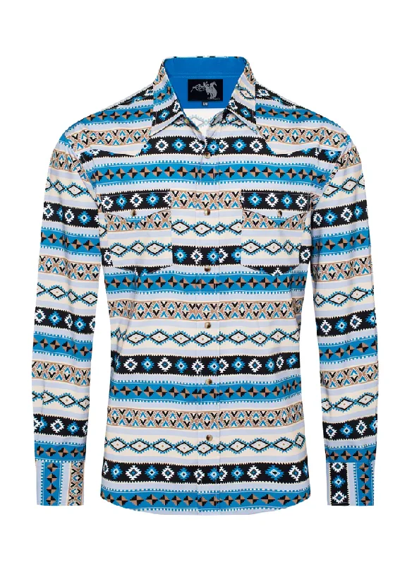 Men's western boots with a concho - studded strap and a pointed toeMen's Turquoise Aztec Print Pearl Snap Western Shirt Men's western boots with a concho - studded strap and a pointed toeMen's Turquoise Aztec Print Pearl Snap Western Shirt