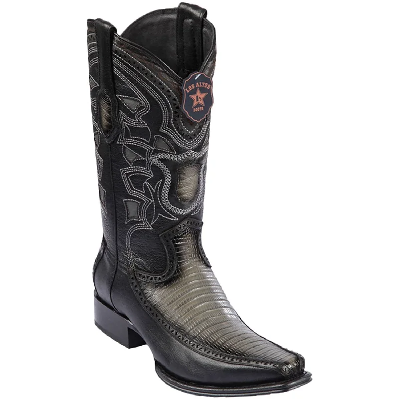 Men's western boots with a silver - toned hardware and accentsMen's Los Altos Lizard and Deer Skin European Square Toe Boot 76F0738