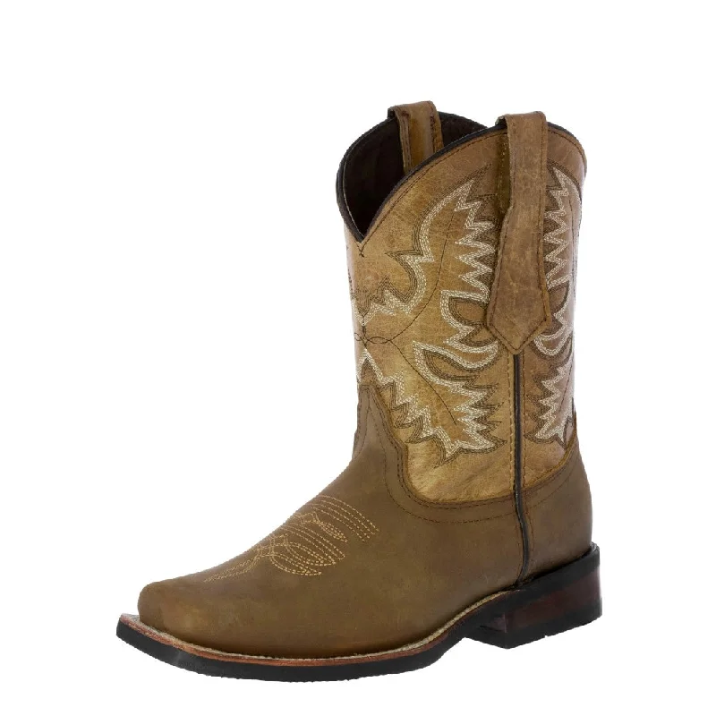 Men's cowboy boots with a concho belt detailMens Sand Western Leather Cowboy Boots - Square Toe Men's cowboy boots with a concho belt detailMens Sand Western Leather Cowboy Boots - Square Toe