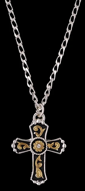 Men's western boots with a decorative concho belt and buckleM&F Men's Silver/Gold Cross Necklace Men's western boots with a decorative concho belt and buckleM&F Men's Silver/Gold Cross Necklace