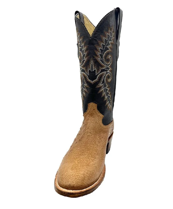 Men's western boots with a suede shaft and a leather soleCowtown Men's Vintage Saddle Smooth Ostrich Boot Men's western boots with a suede shaft and a leather soleCowtown Men's Vintage Saddle Smooth Ostrich Boot